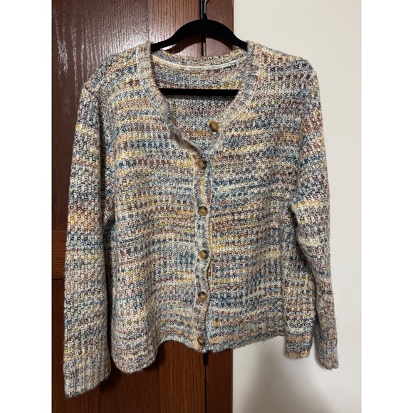 Coldwater Creek Sweaters - Coldwater Creek Multi Color Space Dye Knit Button Front Cardigan Sweater